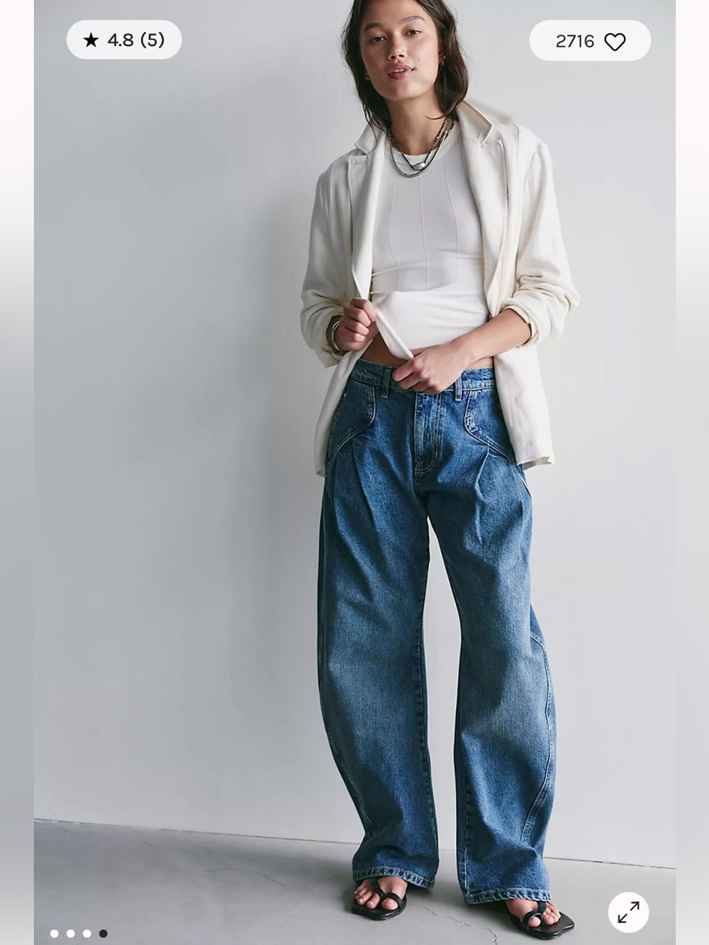 Free People We The Free Golden Hour Trouser Jeans 26 NWT Deacon Blue Pleated - Picture 5 of 13